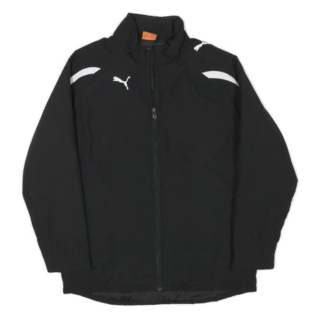 PUMA Boys Black Polyester Blend Track Jacket L Zip Plain Sportswear