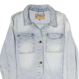 ONLY Womens Blue Denim Button Cotton Jacket L Casual Lightweight Classic