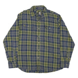 TIMBERLAND Mens Green & Blue Check Shirt L Cotton Blend Long Sleeve Casual