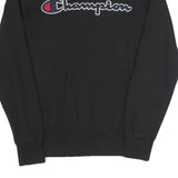 CHAMPION Mens Black Cotton Blend Crew Neck Sweatshirt M Embroidered Logo