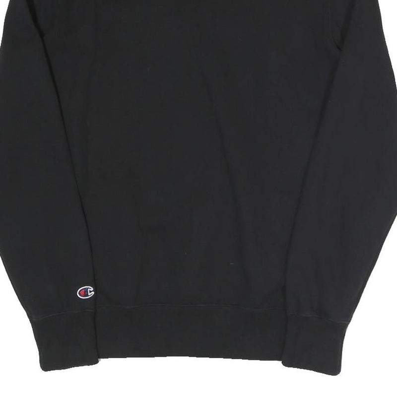 CHAMPION Mens Black Cotton Blend Crew Neck Sweatshirt M Embroidered Logo