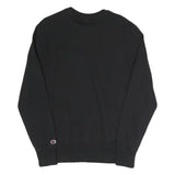 CHAMPION Mens Black Cotton Blend Crew Neck Sweatshirt M Embroidered Logo