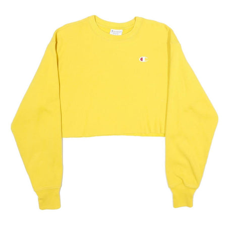 CHAMPION REVERSE WEAVE Womens Yellow Crew Neck M Cropped Sweatshirt