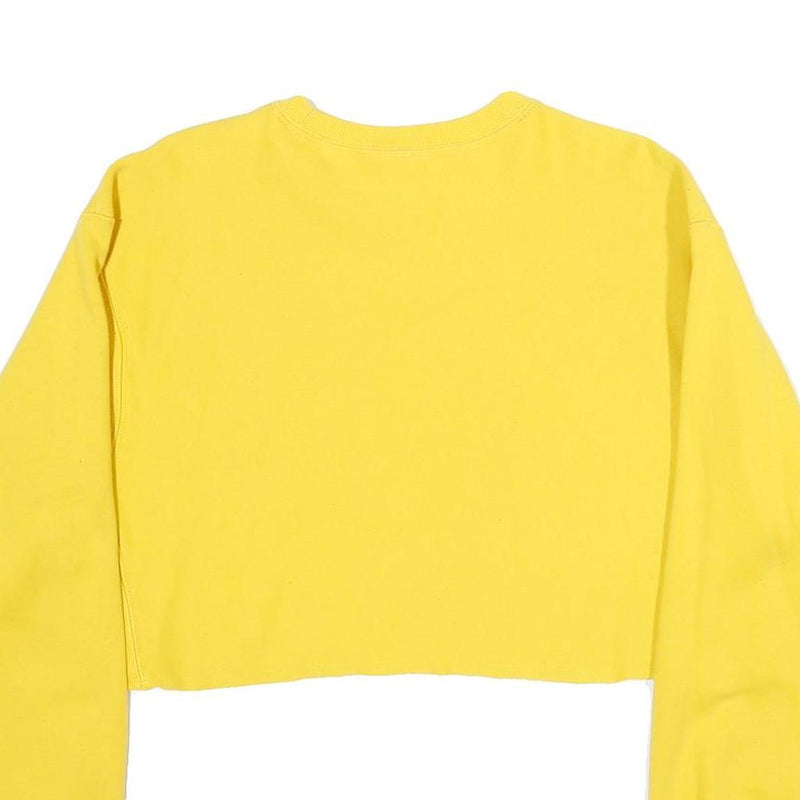 CHAMPION REVERSE WEAVE Womens Yellow Crew Neck M Cropped Sweatshirt