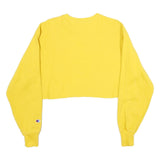 CHAMPION REVERSE WEAVE Womens Yellow Crew Neck M Cropped Sweatshirt