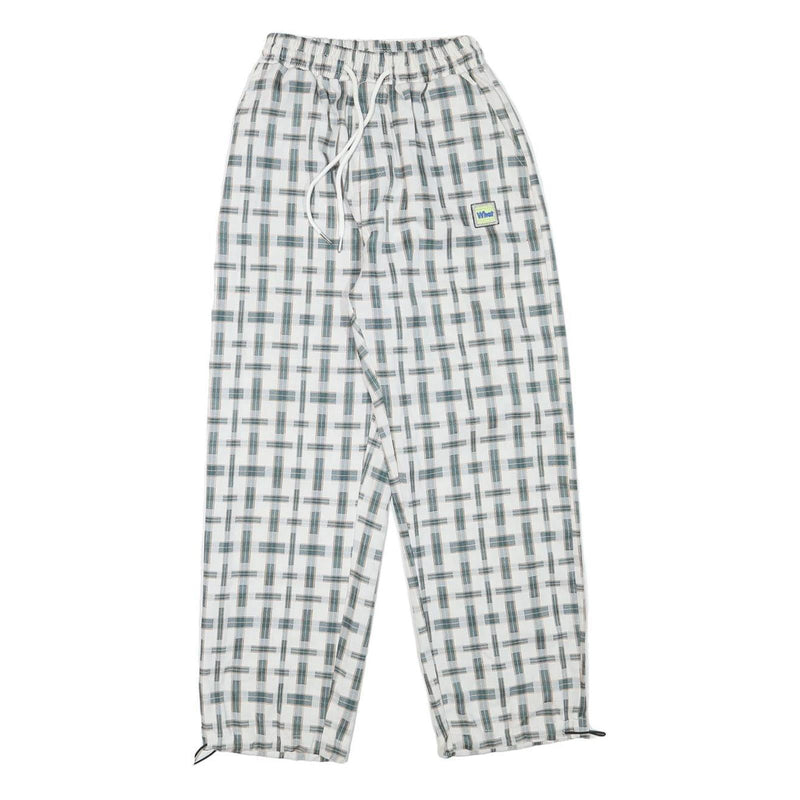 WHAT Womens Polyester Blend White & Grey Relaxed Drawstring Trousers W22 L25