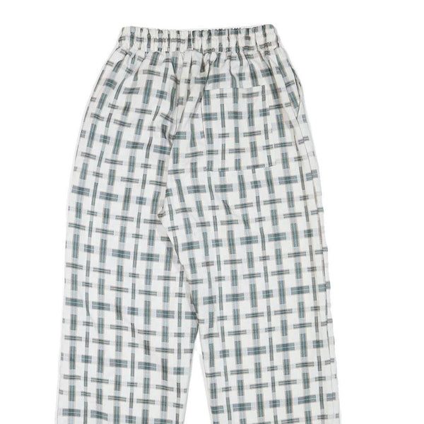 WHAT Womens Polyester Blend White & Grey Relaxed Drawstring Trousers W22 L25