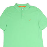 NAUTICA Mens Green & Orange Short Sleeve Plain L Cotton Polo Shirt Casual Summer