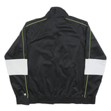 CHAMPION Mens Black & White Logo Track Jacket S Polyester Zip Athletic