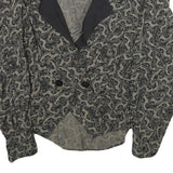 Womens Black & Grey Paisley Pattern Button Jacket L Woven Classic Elegant