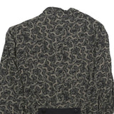 Womens Black & Grey Paisley Pattern Button Jacket L Woven Classic Elegant