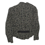 Womens Black & Grey Paisley Pattern Button Jacket L Woven Classic Elegant