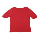 LAUREN RALPH LAUREN Womens Red T-Shirt L Short Sleeve Round Neck Simple Cotton