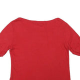 LAUREN RALPH LAUREN Womens Red T-Shirt L Short Sleeve Round Neck Simple Cotton