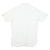 Mens White Short Sleeve Cotton Blend Shirt M Casual Button Pocket