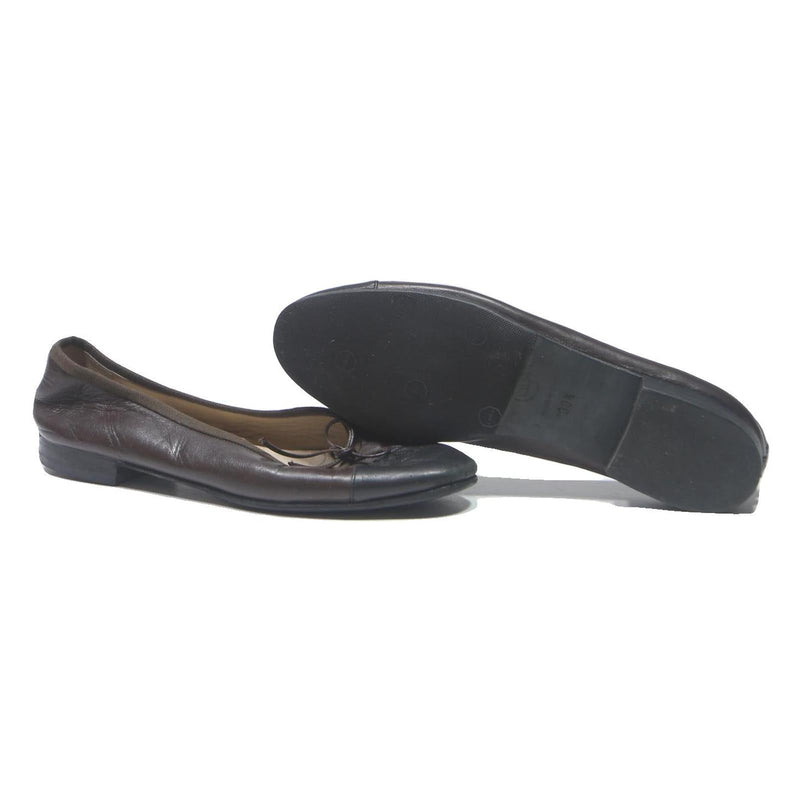 CHANEL Womens Leather Ballet Pumps Black UK 5.5 Classic Elegant Footwear