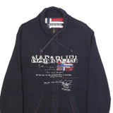 NAPAPIJRI Mens Navy Blue Cotton Zip Jacket L Logo Print Casual Outerwear