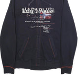 NAPAPIJRI Mens Navy Blue Cotton Zip Jacket L Logo Print Casual Outerwear