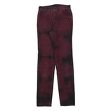 LEVI'S Womens Cotton Blend Slim Fit Burgundy Trousers W26 L34 Stylish Zip