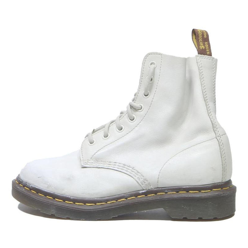 DR MARTENS Womens White Leather Lace-Up Boots UK 5 Classic Durable Comfort