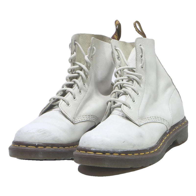 DR MARTENS Womens White Leather Lace-Up Boots UK 5 Classic Durable Comfort