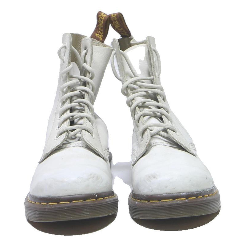 DR MARTENS Womens White Leather Lace-Up Boots UK 5 Classic Durable Comfort