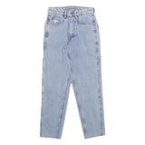 KARL KANI Mens Classic Light Blue Denim Jeans W24 L28 Logo Patchwork Cotton Zip