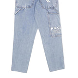 KARL KANI Mens Classic Light Blue Denim Jeans W24 L28 Logo Patchwork Cotton Zip