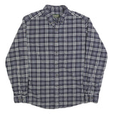 EDDIE BAUER Mens Blue & White Check Shirt L Button-Down Collar Long Sleeve