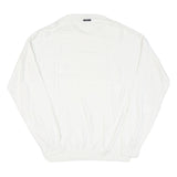 NAUTICA Mens White Pullover Plain Crew Neck Basic Knit L Cotton Blend Jumper