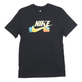 NIKE Mens Black S Graphic T-Shirt Short Sleeve Crew Neck Cotton Blend