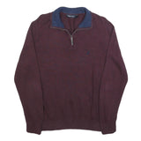 NAUTICA Mens Maroon & Navy Plain Pullover V-Neck Basic Knit M Cotton Blend