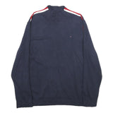 TOMMY HILFIGER Womens Navy Blue Cotton Blend Plain Roll Neck Jumper 2XL Stripe