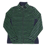 LAUREN RALPH LAUREN Womens Navy Blue & Green Striped Zip Jacket L Polyester