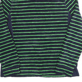 LAUREN RALPH LAUREN Womens Navy Blue & Green Striped Zip Jacket L Polyester