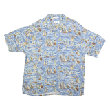 PIERRE CARDIN Mens Blue Sailing Boat Print Cotton Blend Shirt XL Casual Holiday
