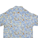 PIERRE CARDIN Mens Blue Sailing Boat Print Cotton Blend Shirt XL Casual Holiday