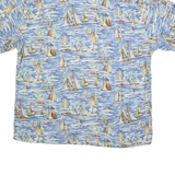 PIERRE CARDIN Mens Blue Sailing Boat Print Cotton Blend Shirt XL Casual Holiday