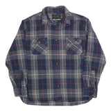 JACHS Mens Blue & Grey Check Shirt XL Casual Cotton Blend Buttoned Chest Pockets