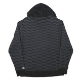 CHAMPION Mens Black All Over Logo Print Pullover Hoodie M Sweatshirt