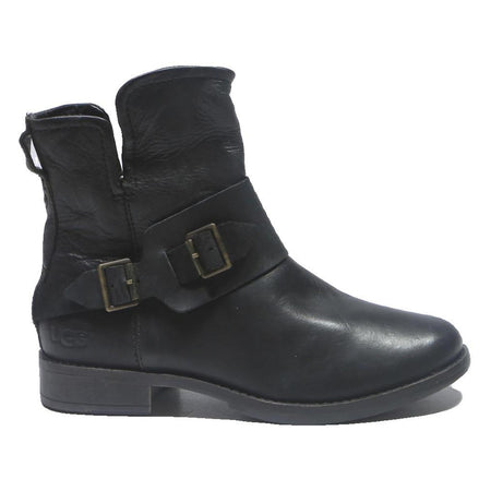 UGG Lidell Womens Black Leather Ankle Boots UK 4.5 Comfortable Stylish