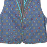 Womens Blue Cotton Blend Jacket XS Button Plain Vintage Style