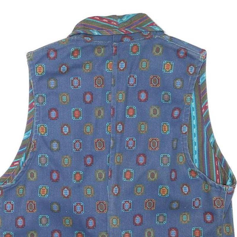 Womens Blue Cotton Blend Jacket XS Button Plain Vintage Style