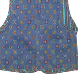 Womens Blue Cotton Blend Jacket XS Button Plain Vintage Style