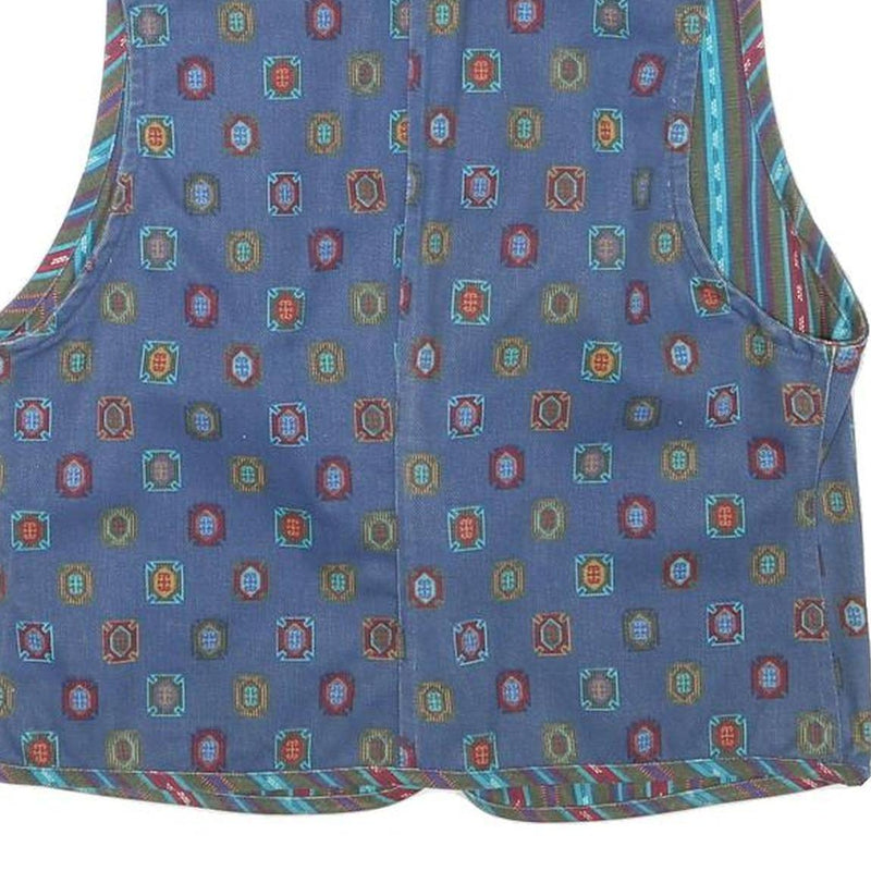 Womens Blue Cotton Blend Jacket XS Button Plain Vintage Style