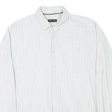 TOMMY HILFIGER Mens White & Blue Checked Cotton Blend Shirt L Classic Casual