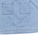 ANN TAYLOR Womens Blue Denim Mini Skirt Cotton Blend S Casual Simple Pockets