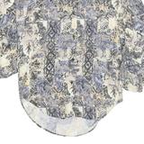 Womens Cream & Grey Abstract Pattern Cotton Blend Shirt L Oversized Casual