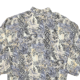 Womens Cream & Grey Abstract Pattern Cotton Blend Shirt L Oversized Casual