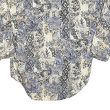Womens Cream & Grey Abstract Pattern Cotton Blend Shirt L Oversized Casual
